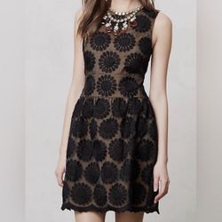 Leifsdottir Fit & Flare Sleeveless Sheer Black Dress with Tan Lining