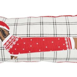 Long Dachshund Christmas Pillow