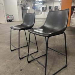 Set Of Two Gray Counter Height Barstools 