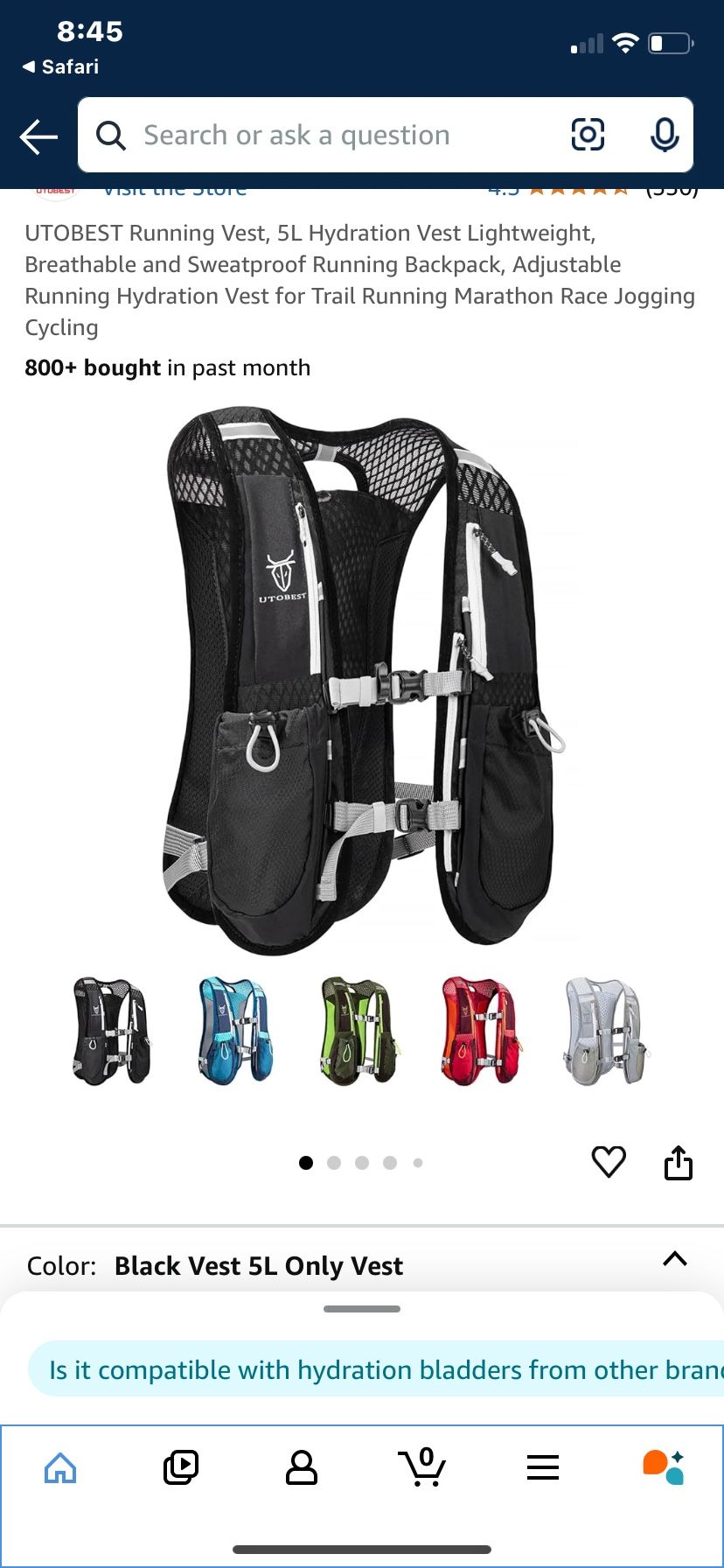 UTOBEST Running Vest,5L Hydration Vest,Running Backpack,Adjustable,Vest,Jogging