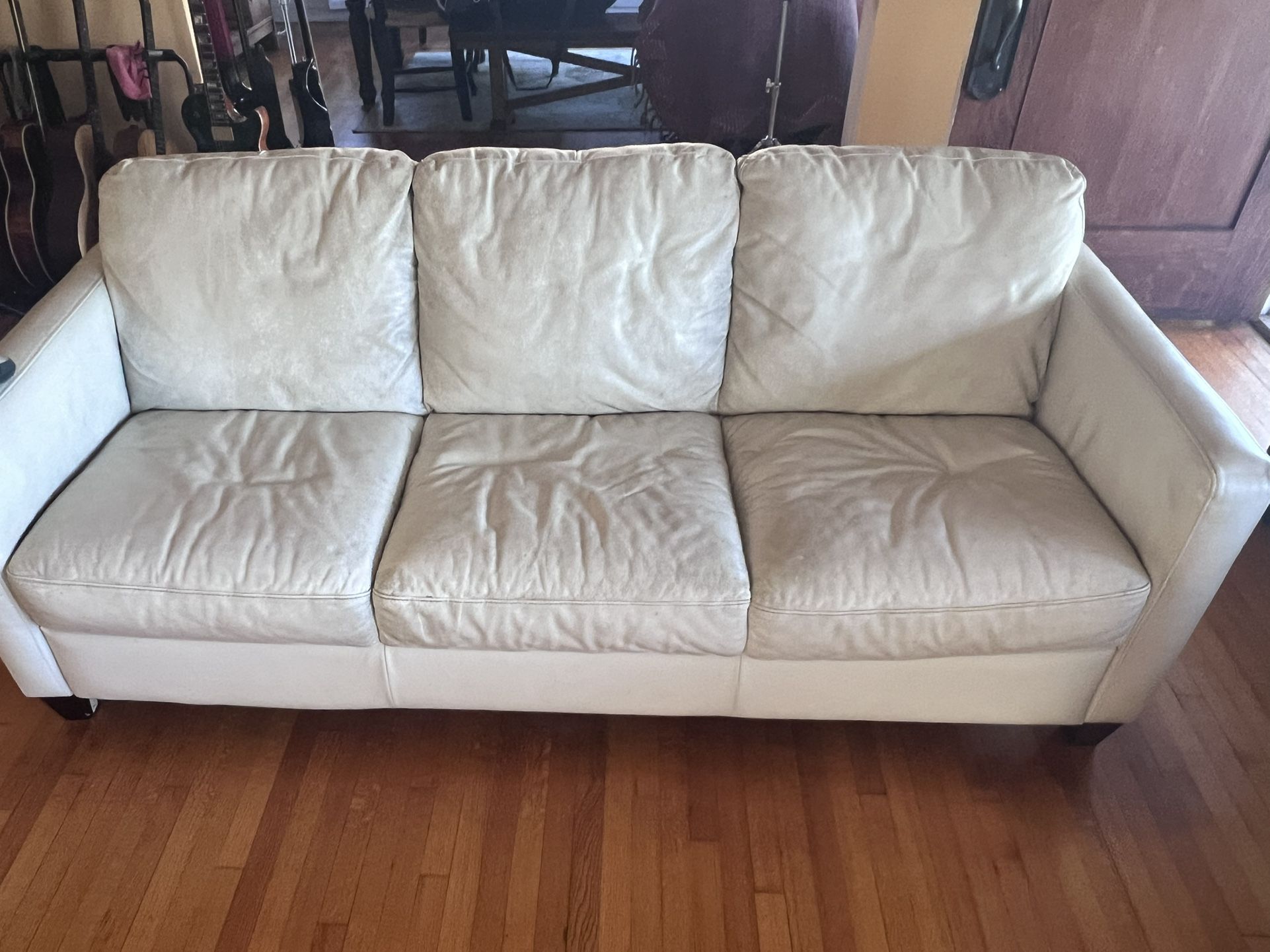 Two White Leather Couches