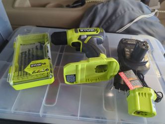 Ryobi drill bits charger and battery