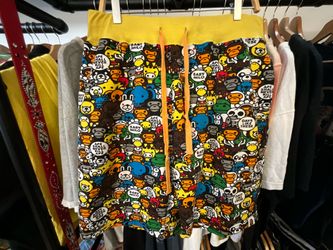 BAPE Milo Animal Safari Sweat Shorts All Over Print Baby Milo A Bathing Ape Shorts Size XL