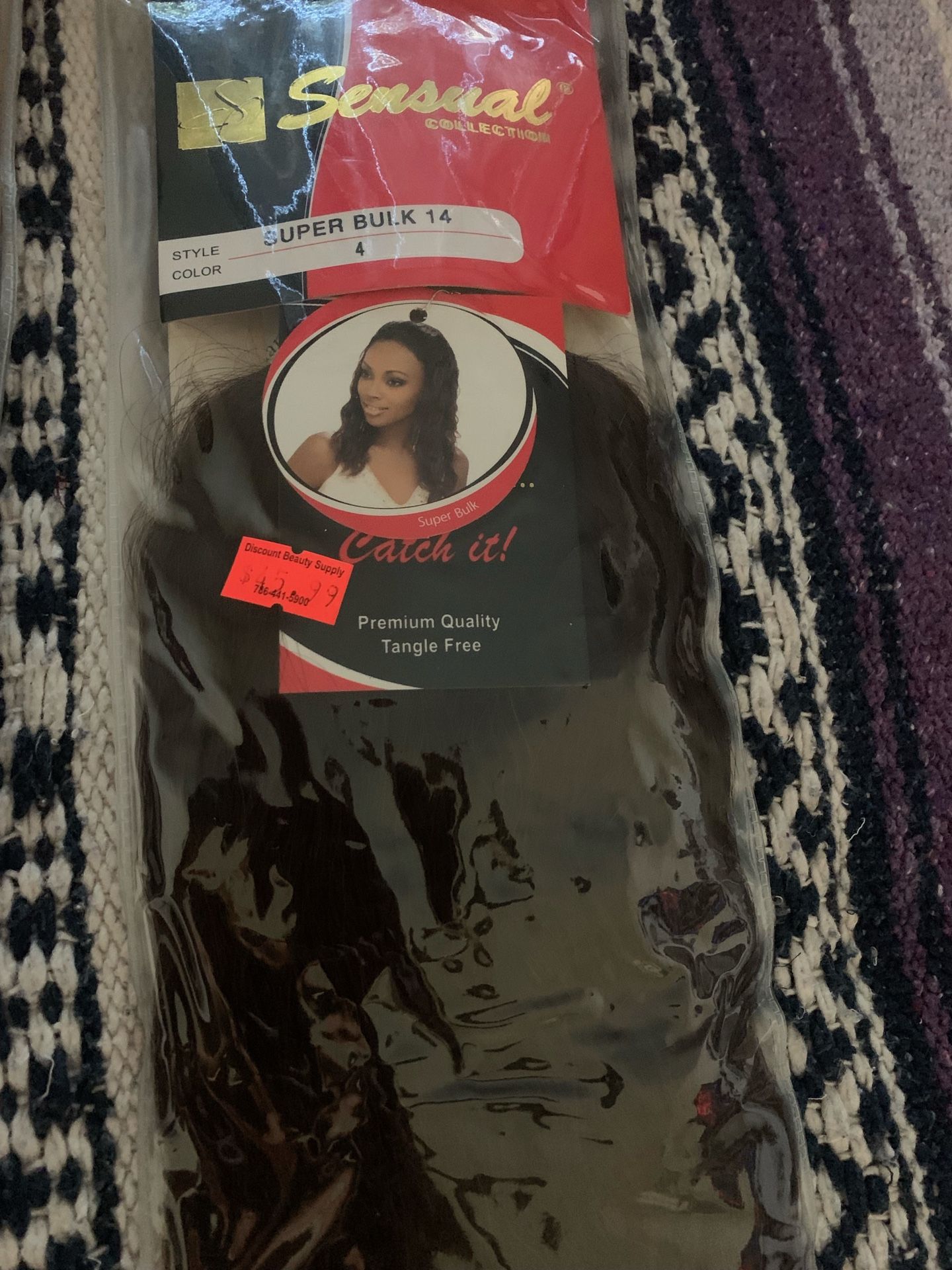 Three Unopened 14" 100% Human Hair Extension Bundles