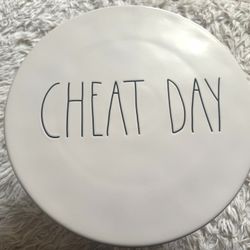 Rae Dunn  CHEAT DAY ~ Cake Plate Stand Platter BRAND NEW