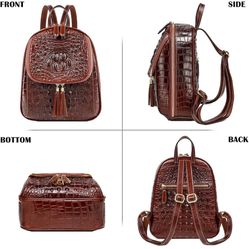 Coolcy Small Crocodile Leather Backpack 