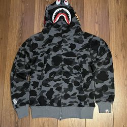 Grey Shark BAPE Zip-Up Jacket