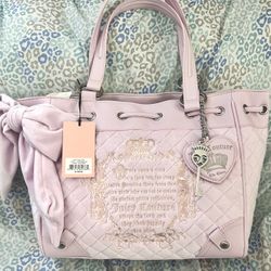 New Pink Juicy Couture Purse Tote Bag Handbag Velour Fairy Tale Vintage Style