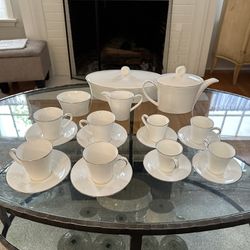 VINTAGE Royal Doulton Platinum and Fine Bone China Tea Set with coffee cups and saucers