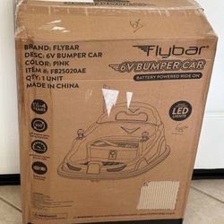 Brand New Kid Trax 6V Bumper Car Ride On Toy For Kids Pink 360° Spin LED Lights Safety Belt