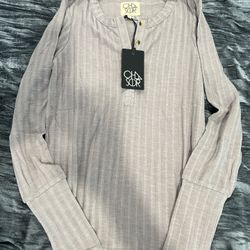 Chaser long sleeve light grey top Size S