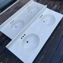 Double Bowl SINK Vanity Top White