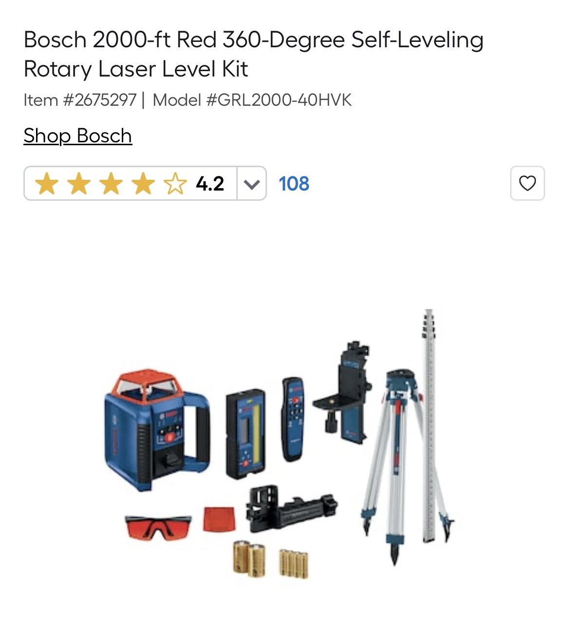 Bosch 2000-ft Red 360-Degree Self-Leveling Rotary Laser Level Kit