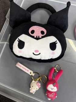 Kuromi Bag And Hello Kitty Keychain