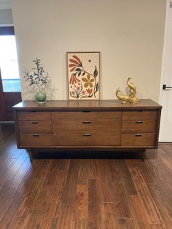 Mid Century Modern Walnut Nine Drawer Dresser