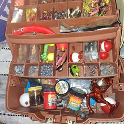 Fishing gear and tackle box bundle