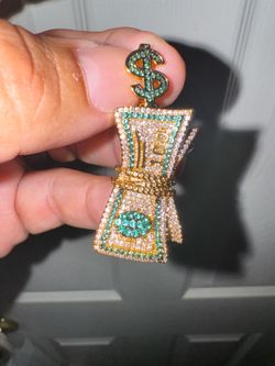 Iced Out Money Dollar Sign Pendant