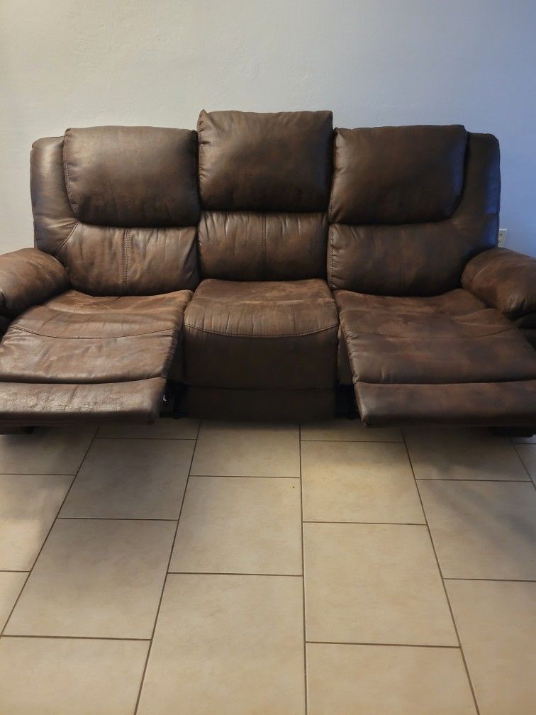 Brown Leather Reclining Couch