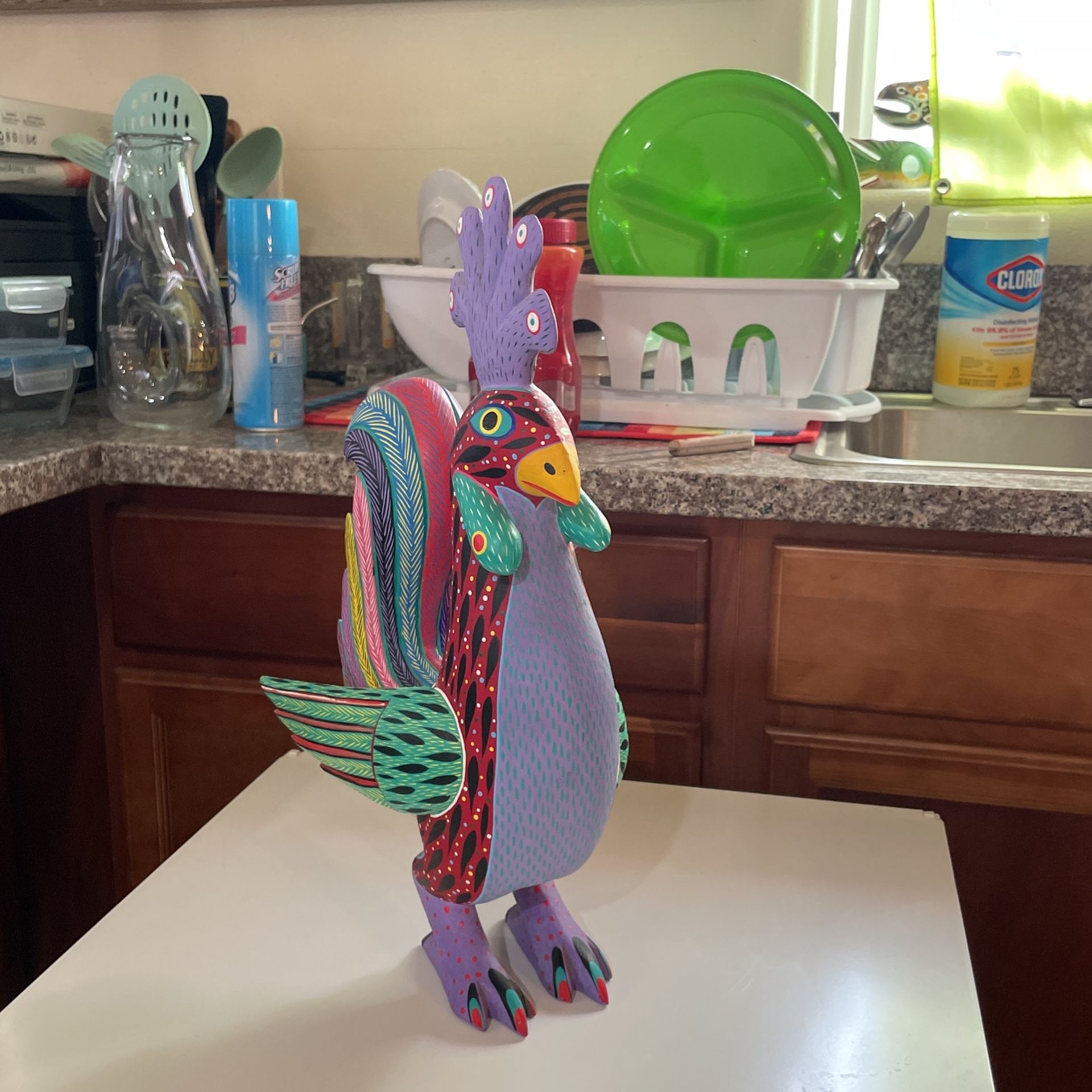 Awesome Multicolor Rooster Made From Wood.