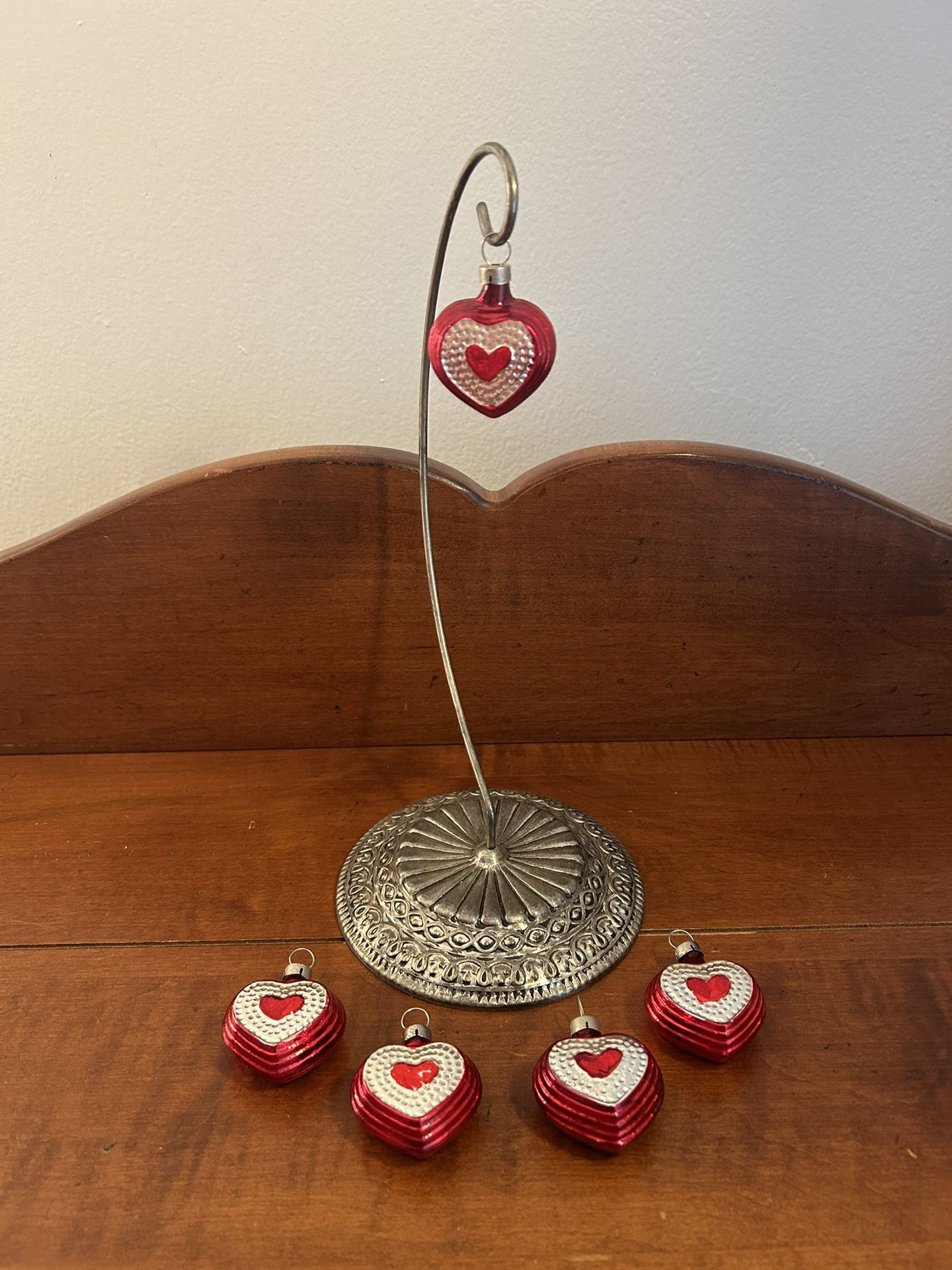 Set of 5 Vintage Heart Ornaments 2” tall x 1.5” wide made in Czechoslovakia