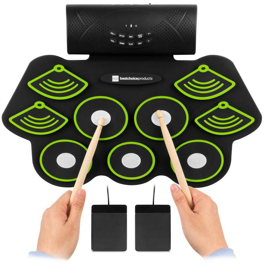 Electronic Drum Set Bluetooth Roll Up Portable Pad Kit