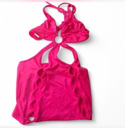 Pink cut out halter top and mini dress set