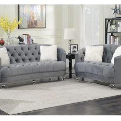Grey 2piece Sofa And Love Seat