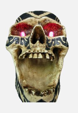 New Motion Detector Black & Bone Color Skull Ashtray Red Flashing Eyes Skulls