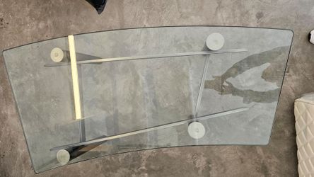 Large Mid-Century Modern Glass Coffee Table – Curved Tempered Glass