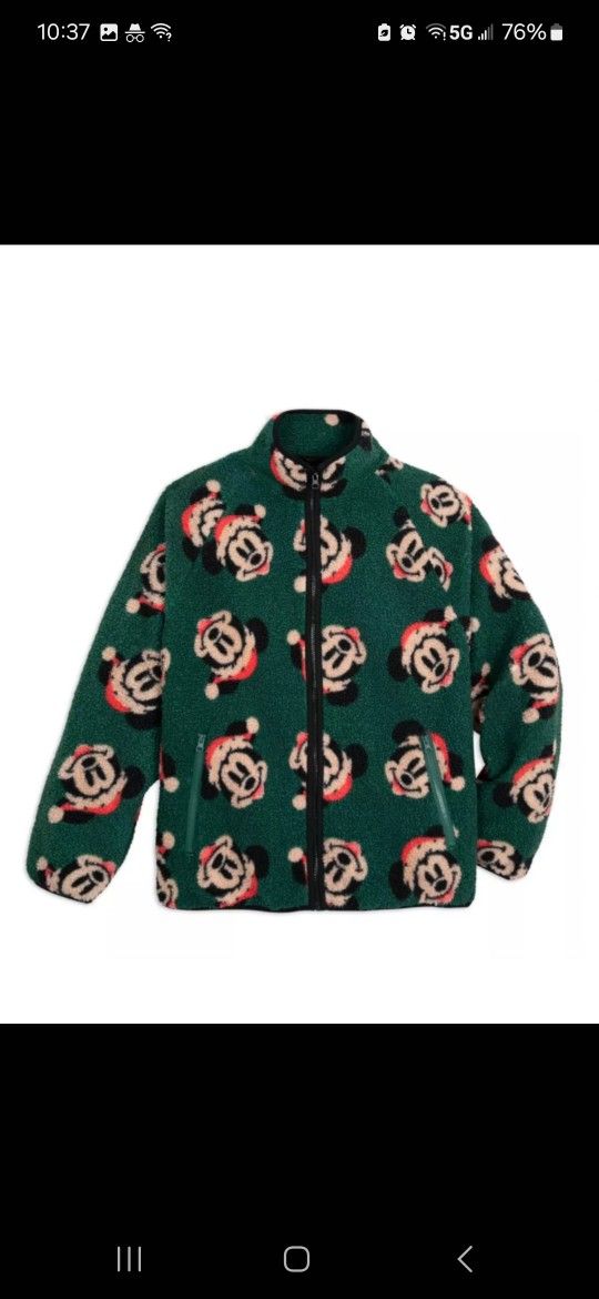 Santa Mickey Mouse Holiday Zip Fleece Jacket