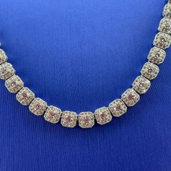 925 Sterling Silver CZ 22” Cluster Necklace 40.38g 6mm 205350/3