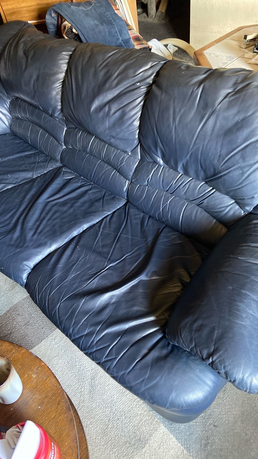 free dark blue leather couch