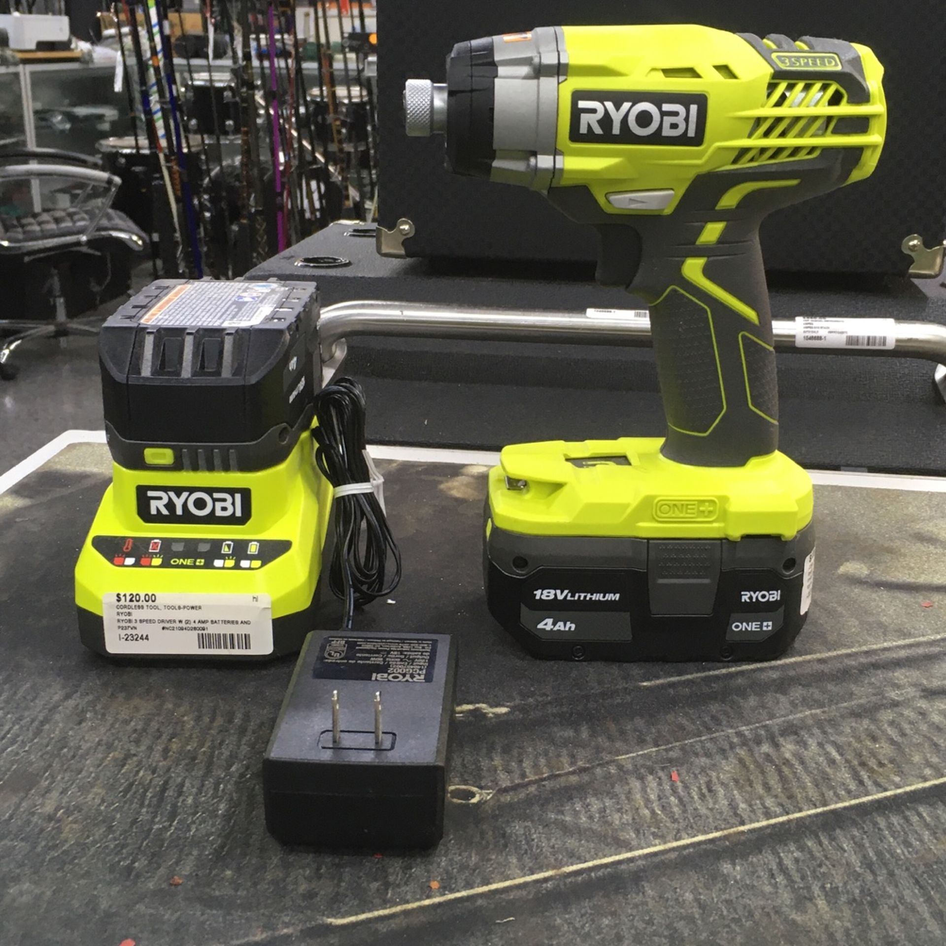 Ryobi 3 Speed Driver W/ 2 4amp Batteries And Charger