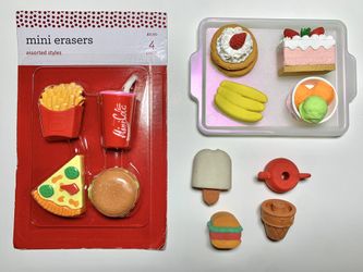 12 Food Erasers with Tray. 4 are Brand New