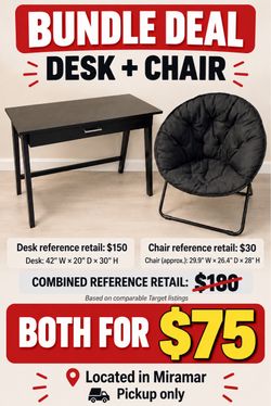 Black Desk and Saucer Chair