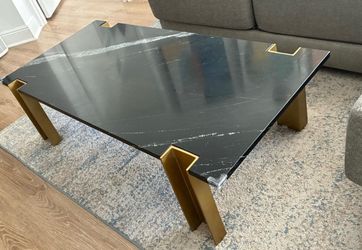 Crate & Barrel Black Marble Coffee Table