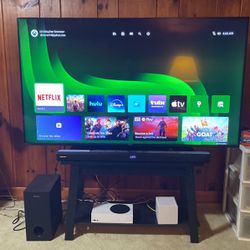 Xbox Series S, 65” 4k Tv, Sound bar,