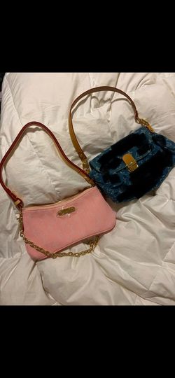 Pink And Blue Denim Shoulder Bags