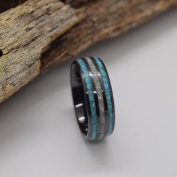 Turquoise And Black Ceramic Ring Size 10