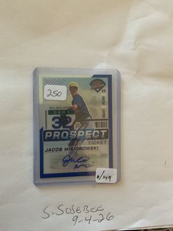 2024 Panini Prospect Edition Jacob Misiorowski Brewers RC Autograph Blue #/149. Awesome card