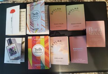 Designer Women's Perfum Sample Lot 9pc- Skylar Clean Beauty, Hermès, The 7 Virtues, Floral Street, Kylie Jenner