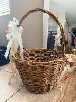 Wicker Basket And Large Bird Cadge