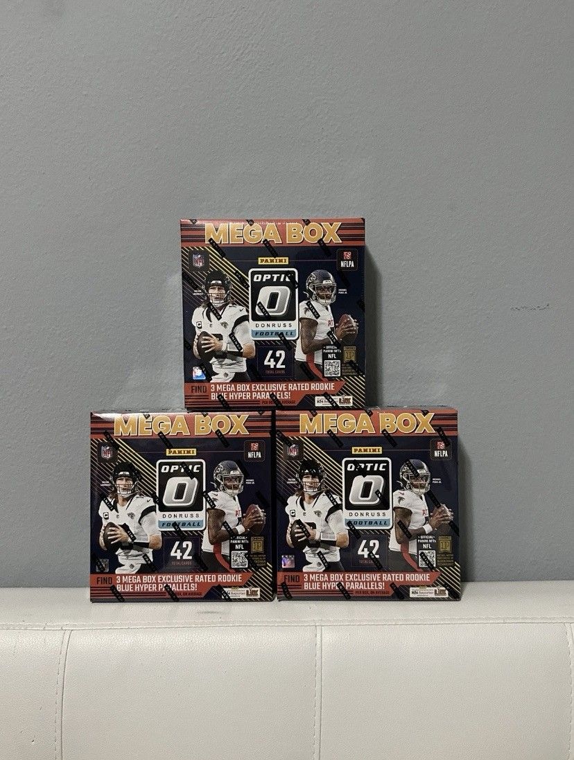 2024 Panini Donruss Optic NFL Mega Boxes Factory Sealed | Blue Hyper Parallels Lot Of 3