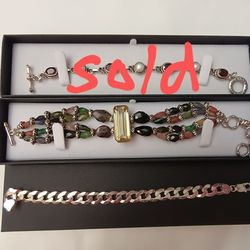 925 Silver & 925 Sterling Silver Fashion Gem & Sterling Silver  Bracelets EACH $50