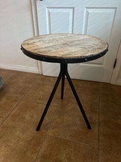 Rustic Industrial Wood & Metal Accent Table