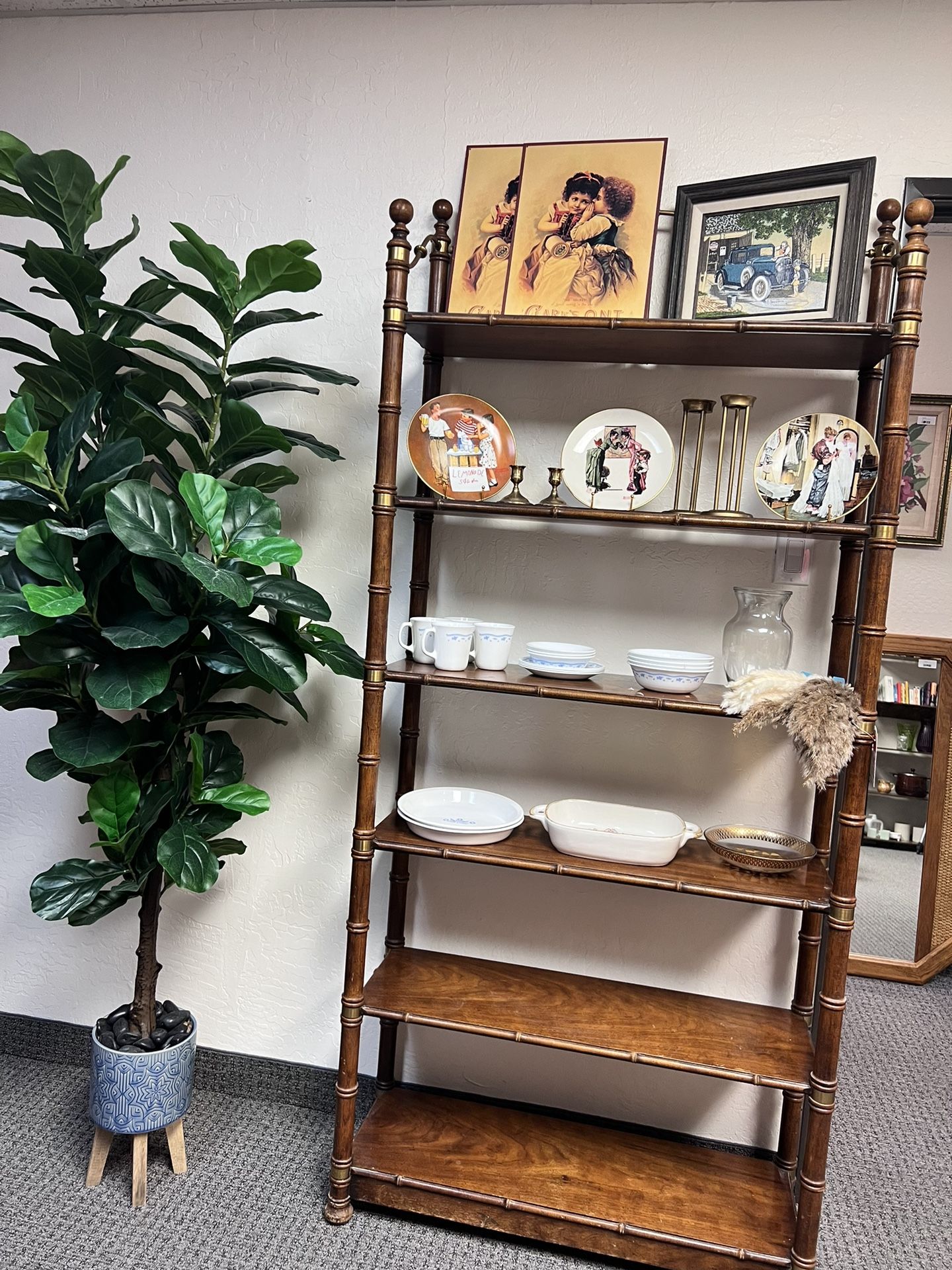 Mid Century Bamboo Etagere bookshelf Bookcase