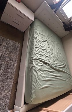 Rhine stone white queen bed  frame and headboard only (no mattress)