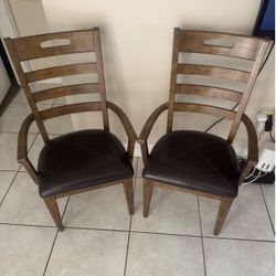 Pair Of Solid Wood Arm Chairs