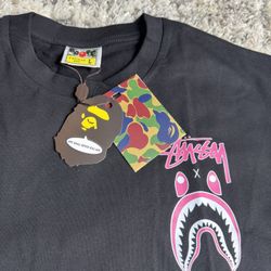 Bape x stussy tee shirt brand new