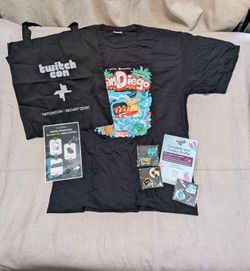 Logitech + Streamlabs TwitchCon San Diego 2025 Swag Bundle - T-shirt, Bag, Pins